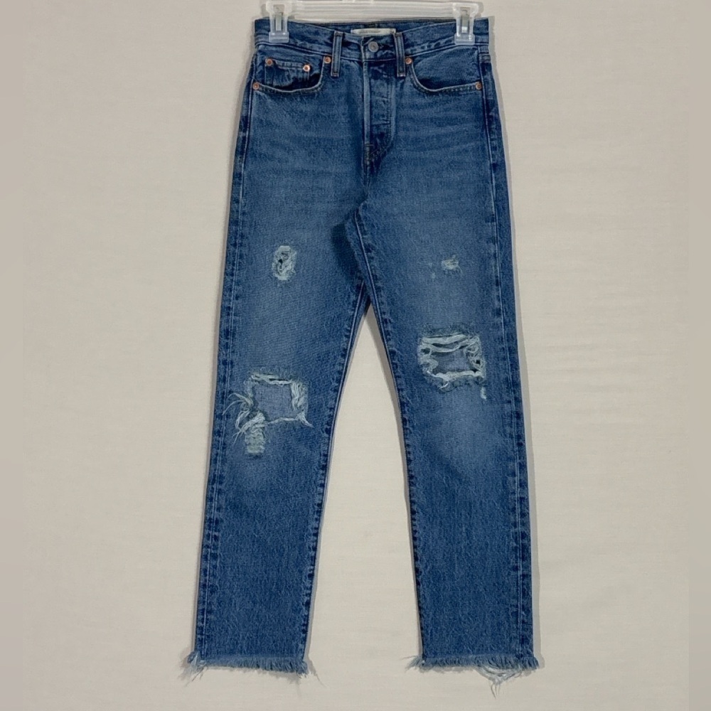 Levi Strauss & Co. Wedgie Straight Jeans 24 Distressed Raw Hem High Rise